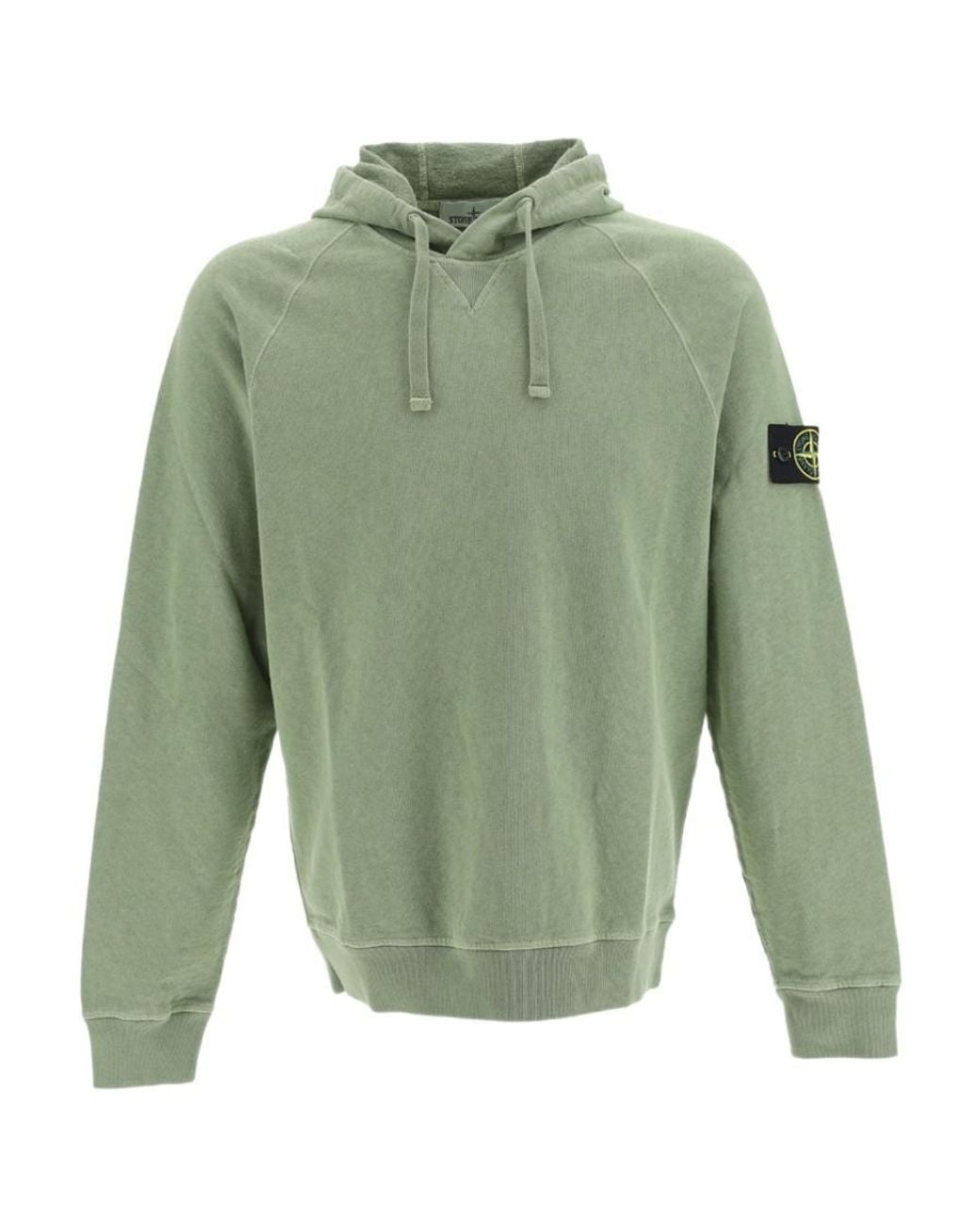 Stone Island Green Compass Patch-Detail Hoodie for men
