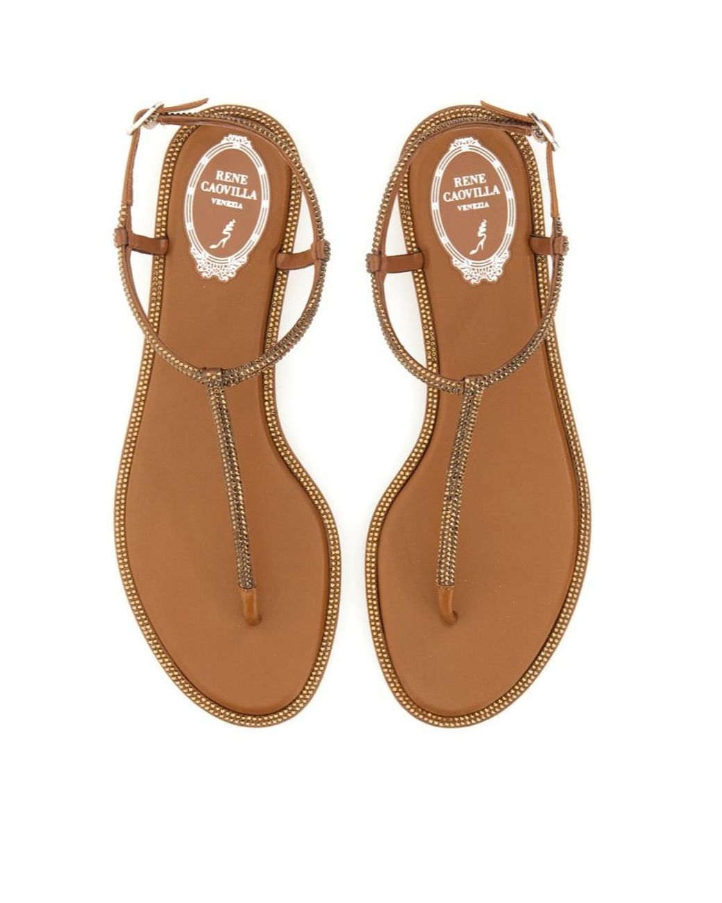 Rene Caovilla Brown René Caovilla Diana Embellished Thong Sandals