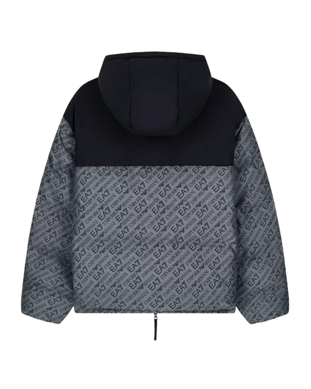 EA7 Black Color-Block Straight-Cut Padded Jacket for men