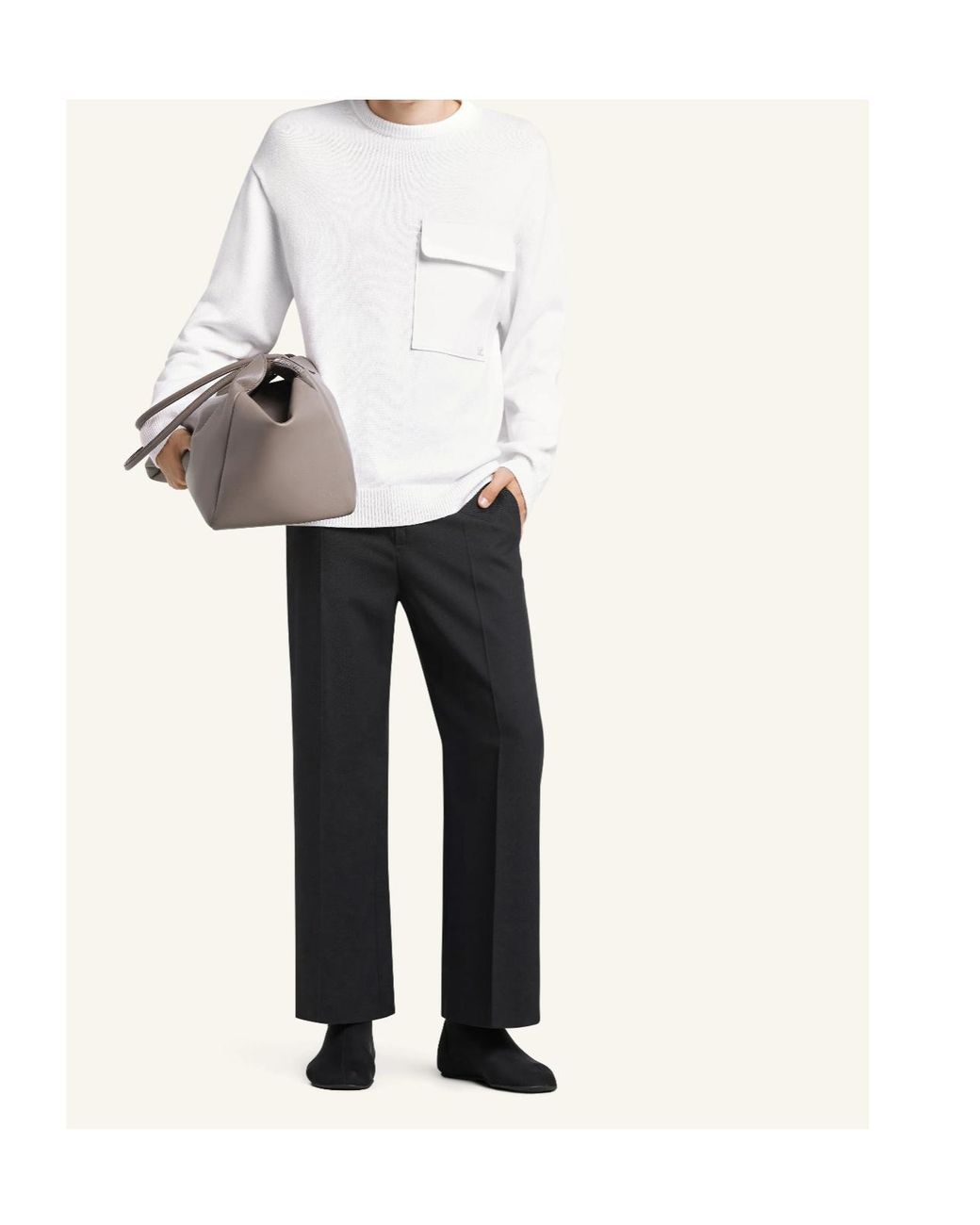 Courreges White Chest-Pocket Crew-Neck Sweater for men