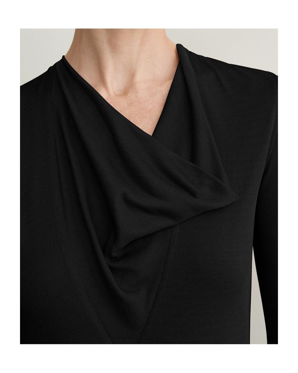 Totême Black Totême Draped V-Neck Long Sleeved Dress