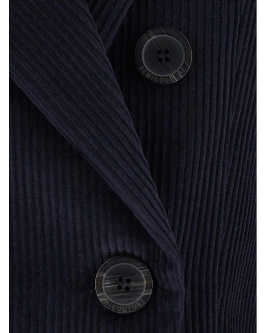 Semicouture Blue Semi Couture Double-Breasted Corduroy Blazer