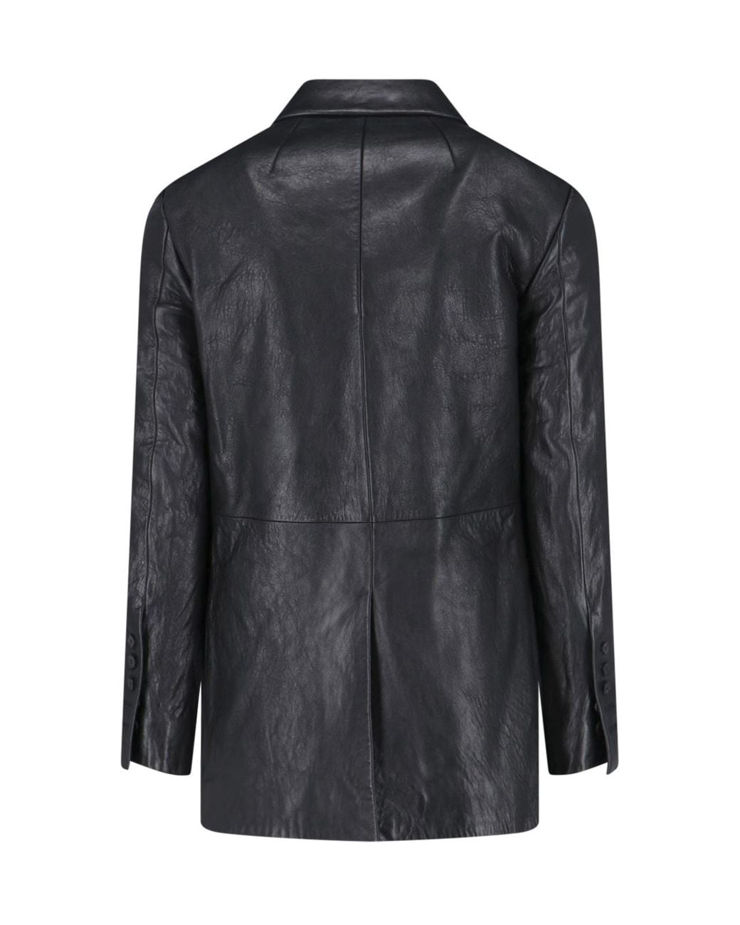 Rick Owens Black Single-Breasted Leather Jacket for men