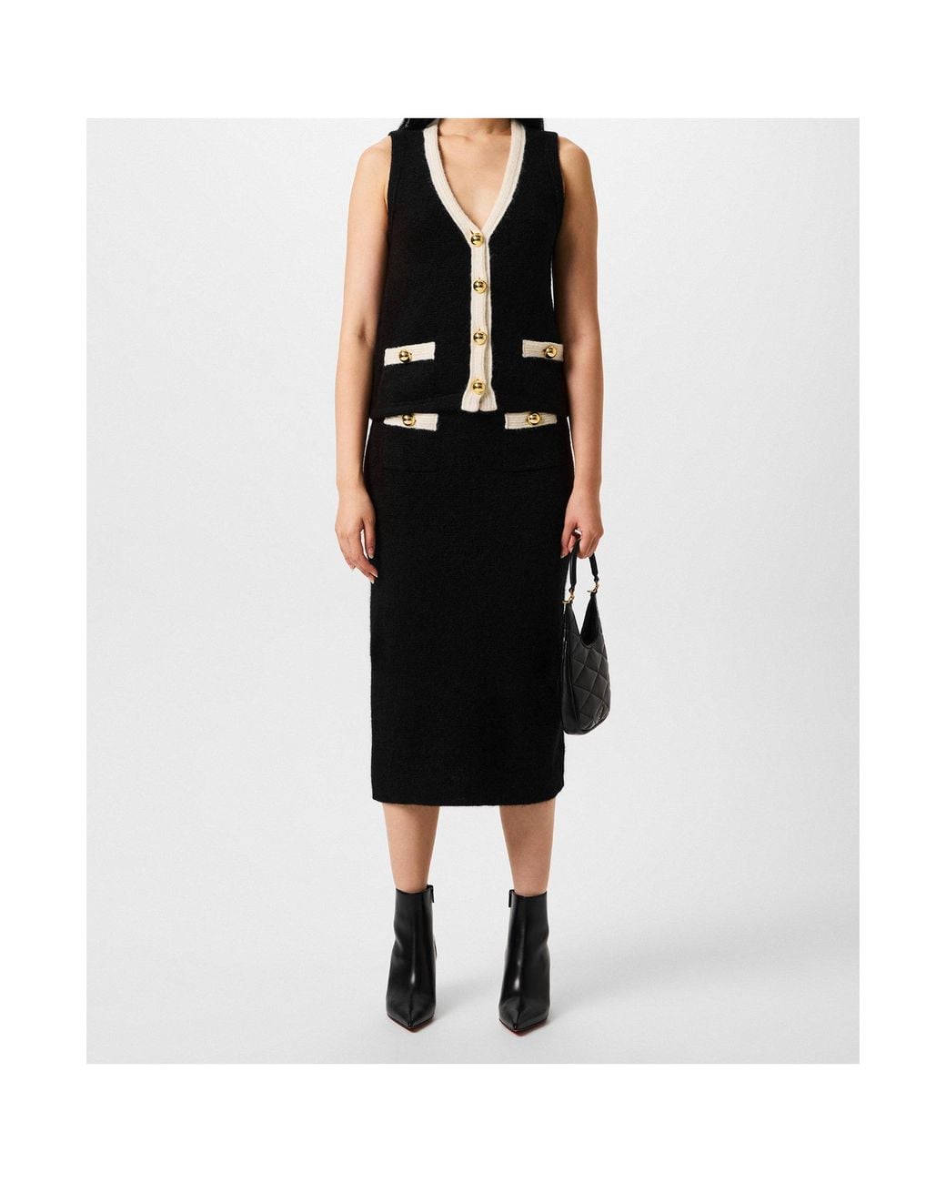 Alessandra Rich Black Knit Midi Skirt