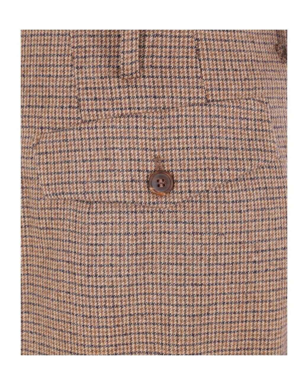 Hed Mayner Brown Micro-Check Pleated Trousers for men