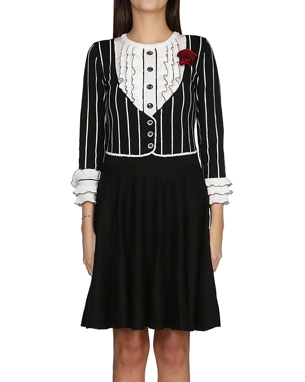 Moschino Black Wrinkled Round-Necked Dress