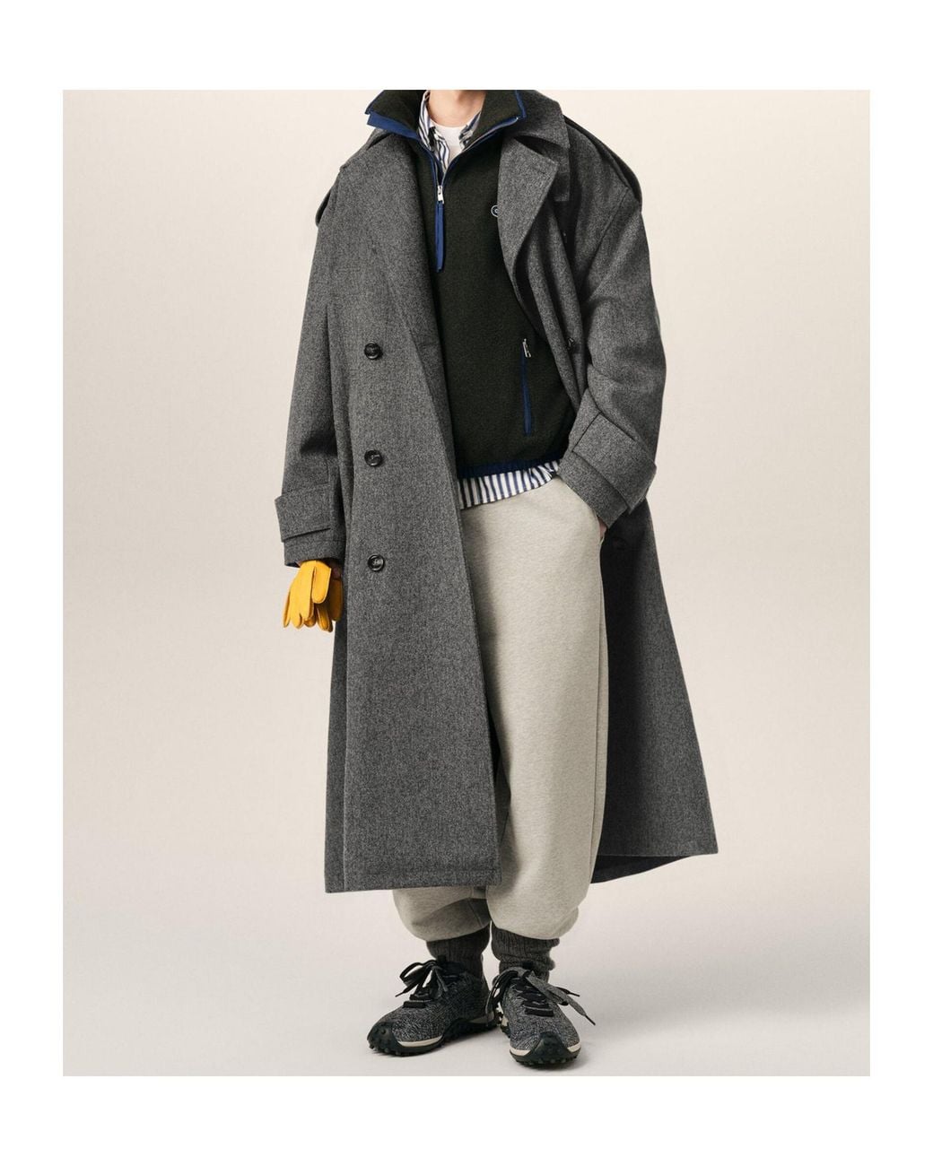 AMI Gray Ami Double-Breasted Coat for men