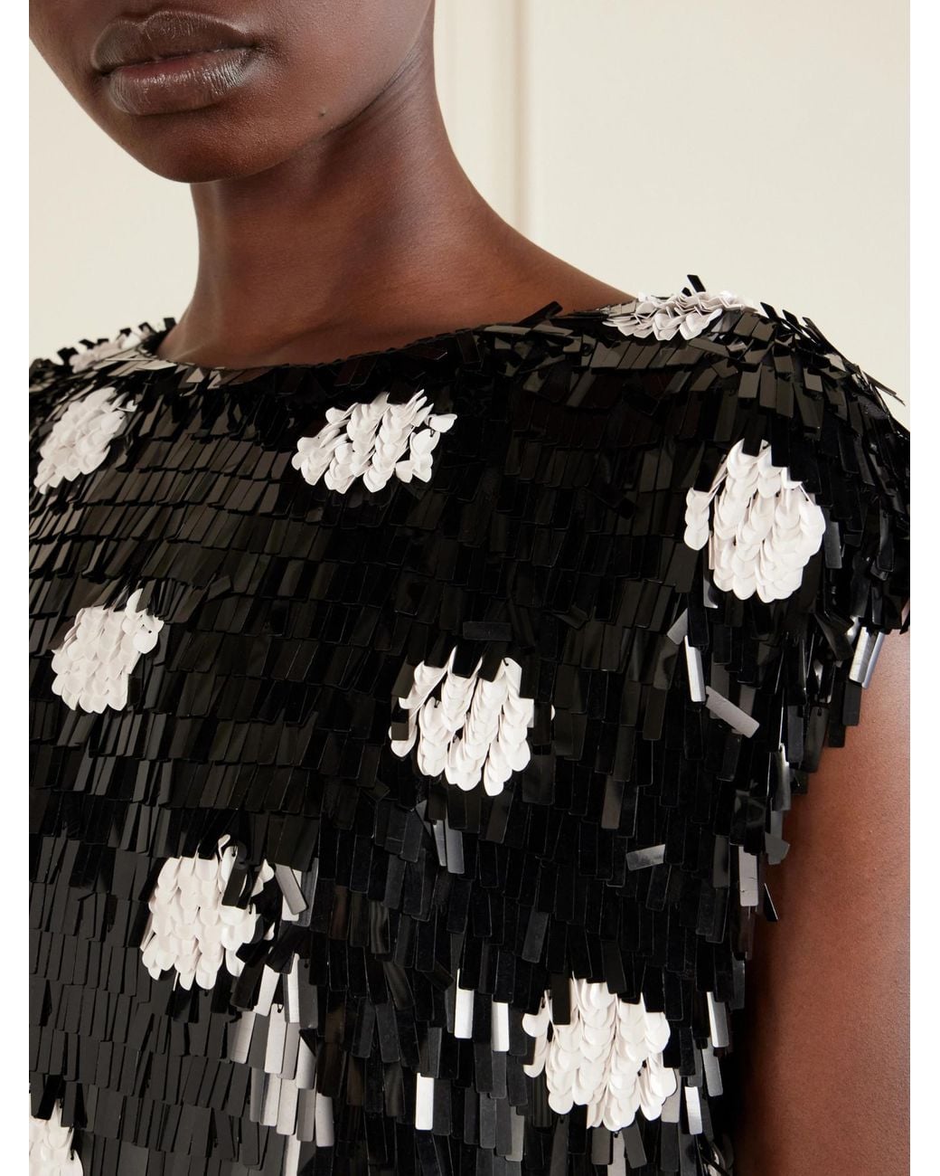 Dries Van Noten Black Embroidered Polka-Dot Silk Top