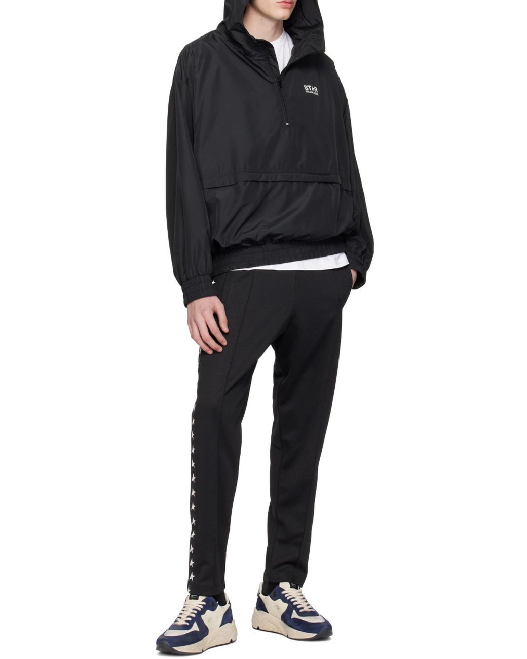 Golden Goose Deluxe Brand Black Half-Zip Hooded Sweatshirt for men