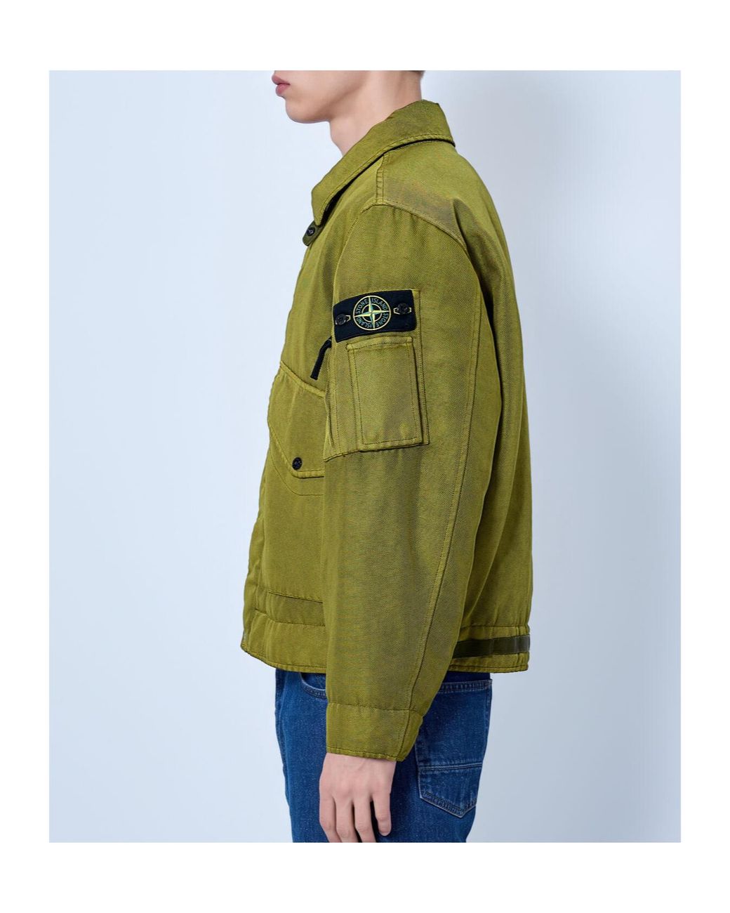 Stone Island Green Logo Patch Hooded Jacket for men