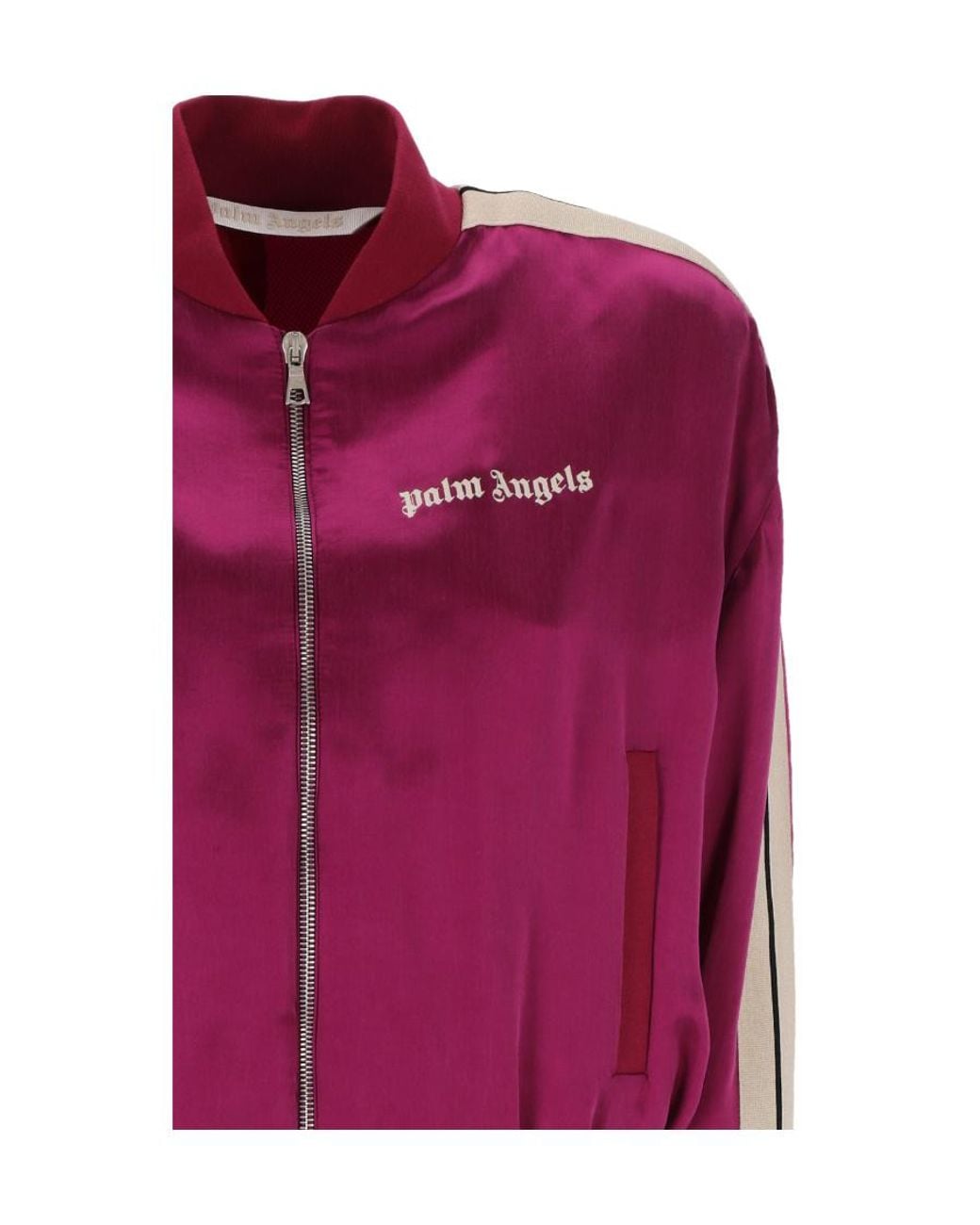 Palm Angels Purple Striped Zipped Bomber Jacket