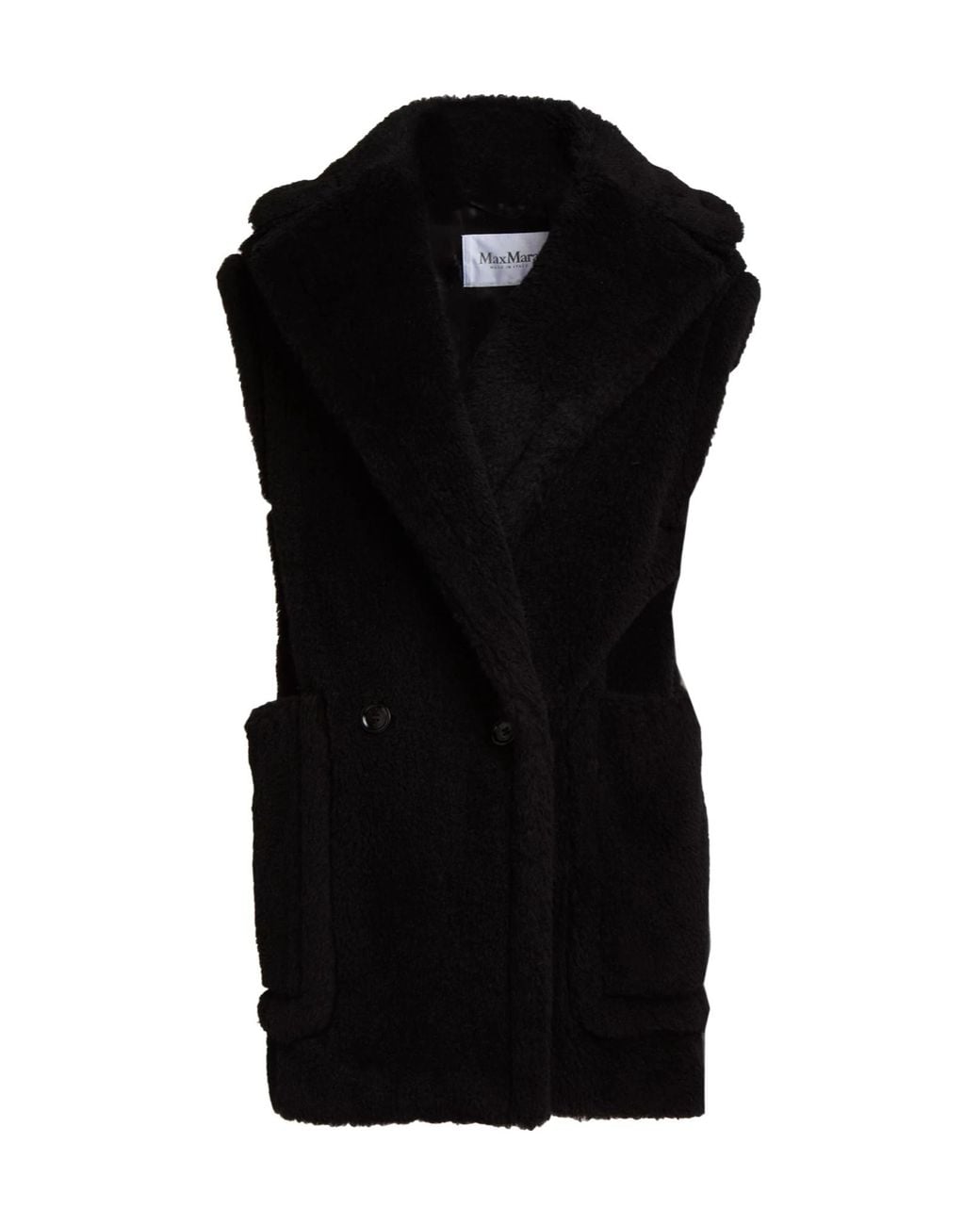 Max Mara Black Sleeveless Teddy Coat