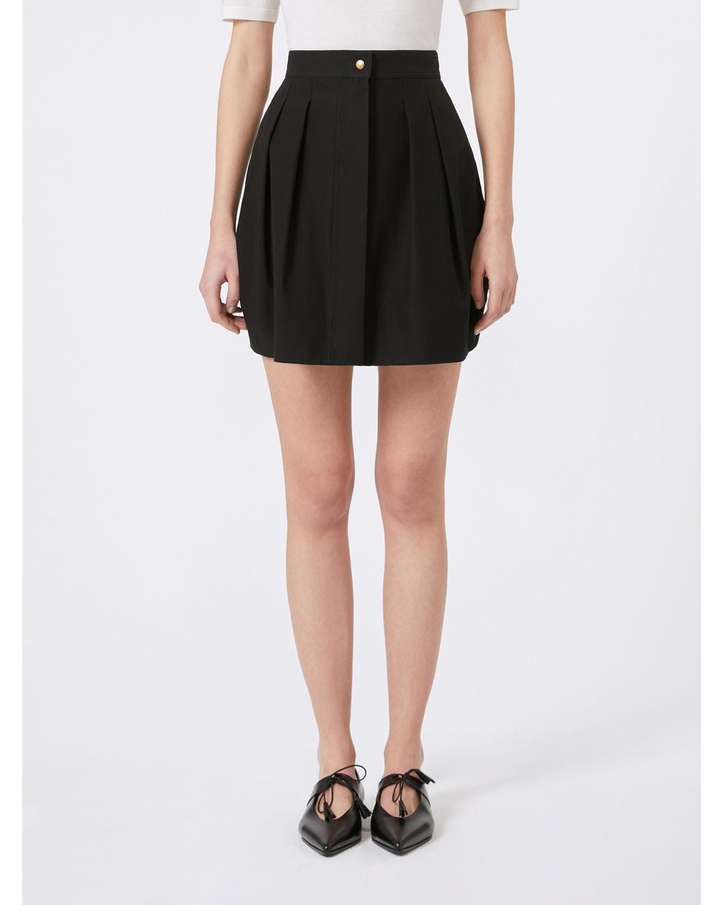 Max Mara Black Short Cotton Twill Skirt
