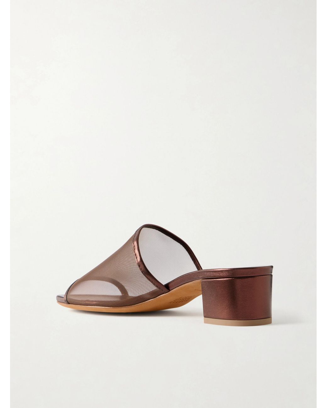 Maryam Nassir Zadeh Brown Leather-Trimmed Mesh Mules