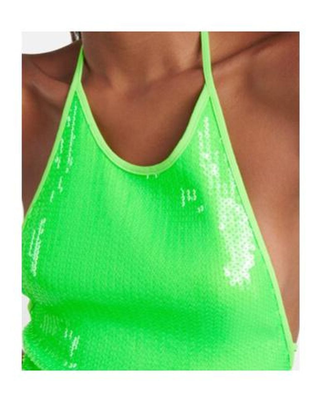 David Koma Green Sequined Halterneck Maxi Dress