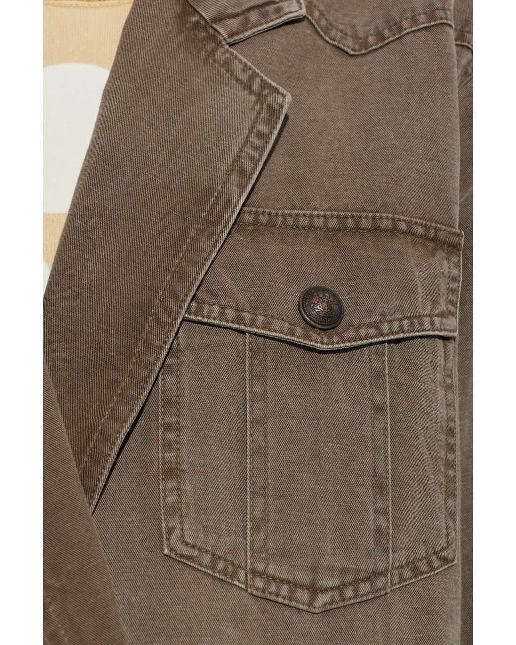 Isabel Marant Brown Double-Breasted Long-Sleeved Denim Jacket