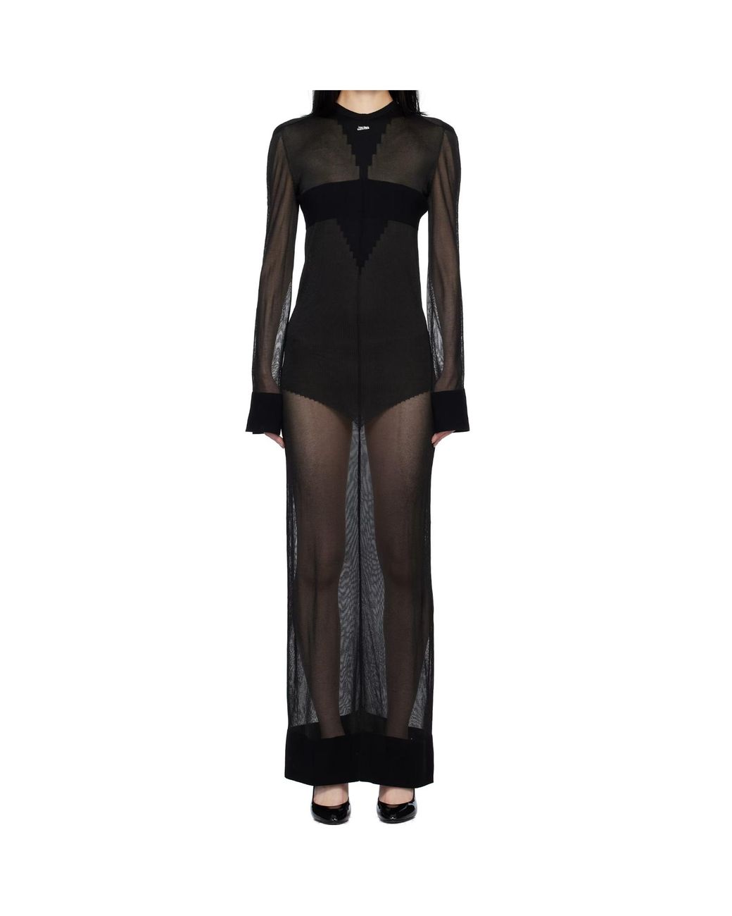 Jean Paul Gaultier Black Long-Sleeves Knitted Maxi Dress