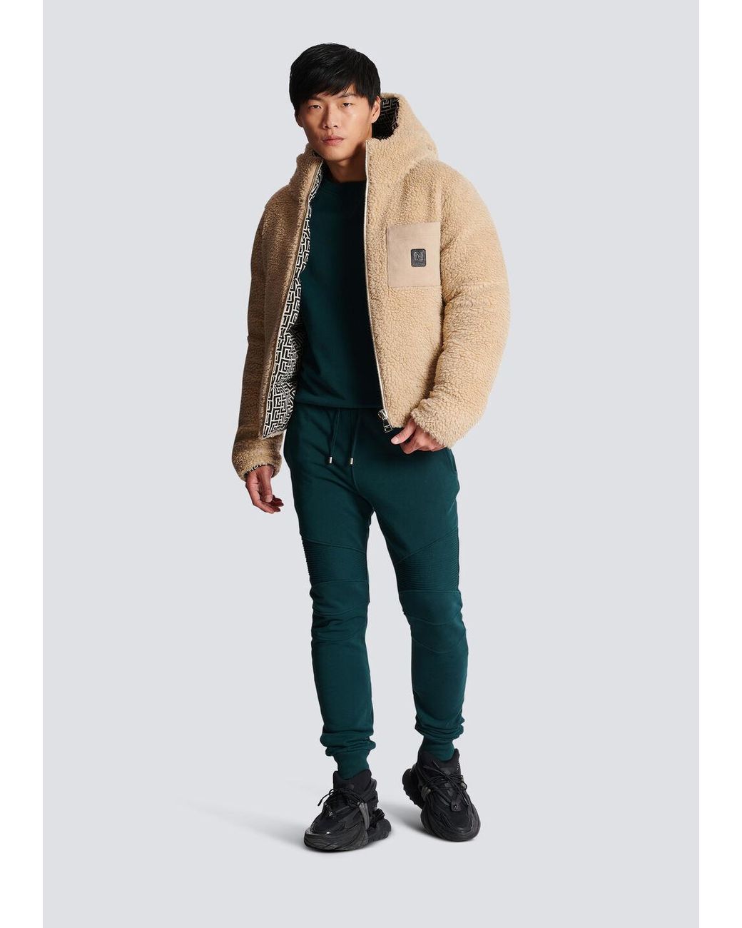 Balmain Green Drawstring Jogging Pants for men