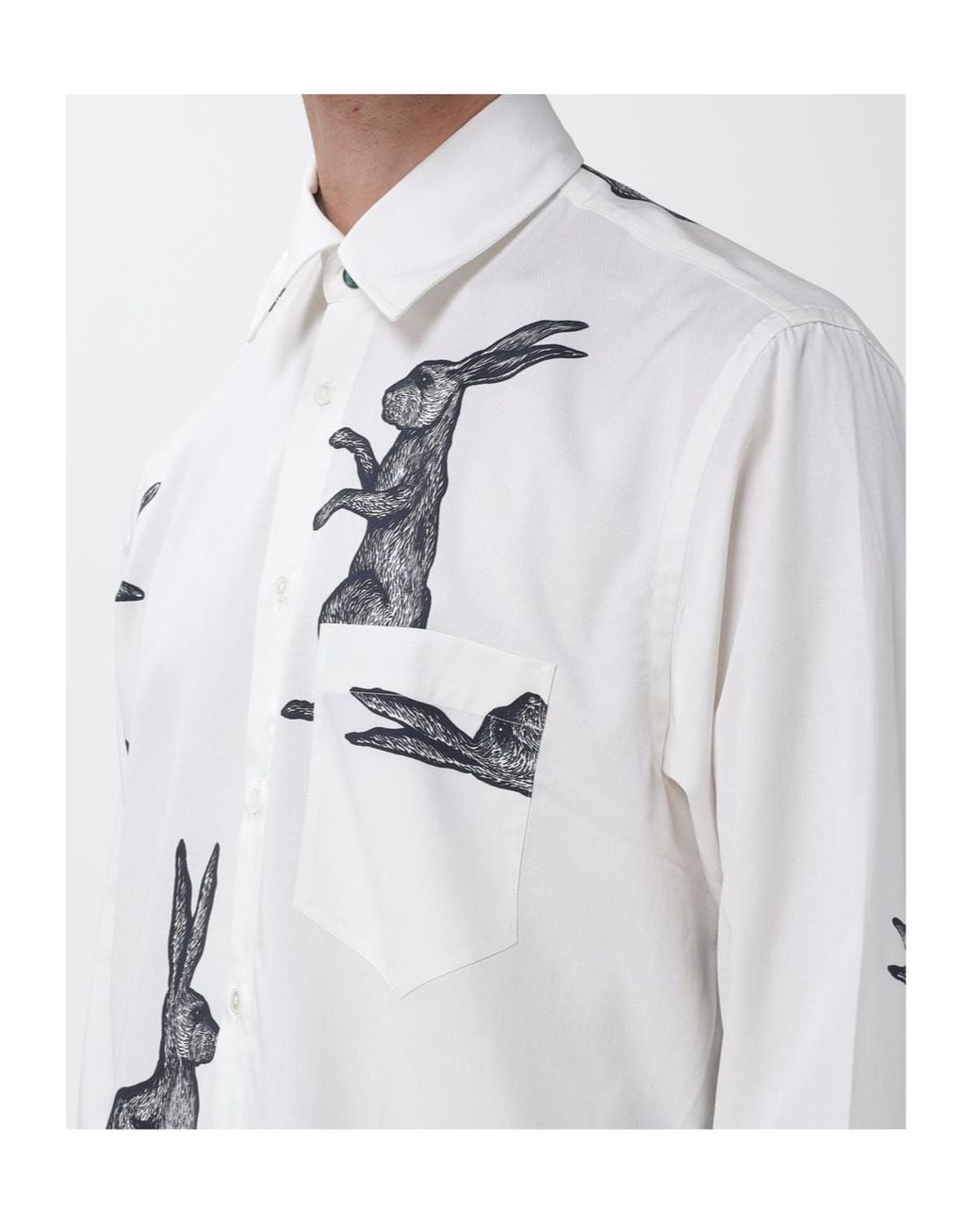 Paul Smith White Rabbit-Print Shirt for men