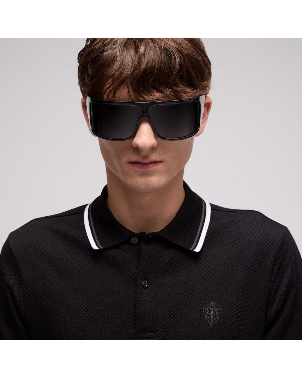 Gucci Black Cotton Piquet Polo Shirt With Embroidery for men