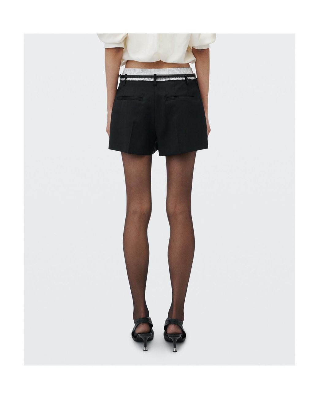 Alexander Wang Black Mid-Rise Layered Boxer Tailored Skorts