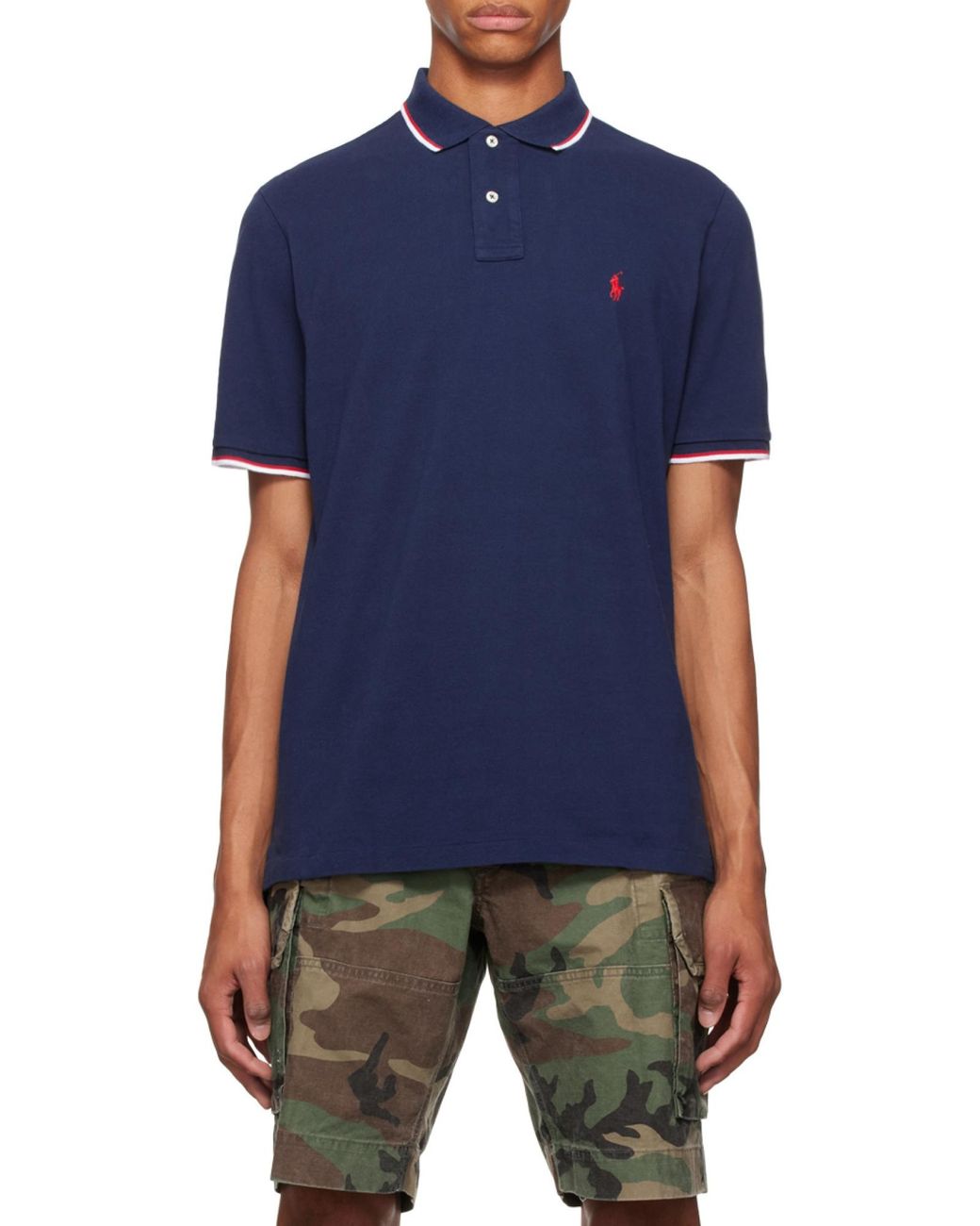 Ralph Lauren Blue Polo Tipped Short Sleeve Polo Shirt for men