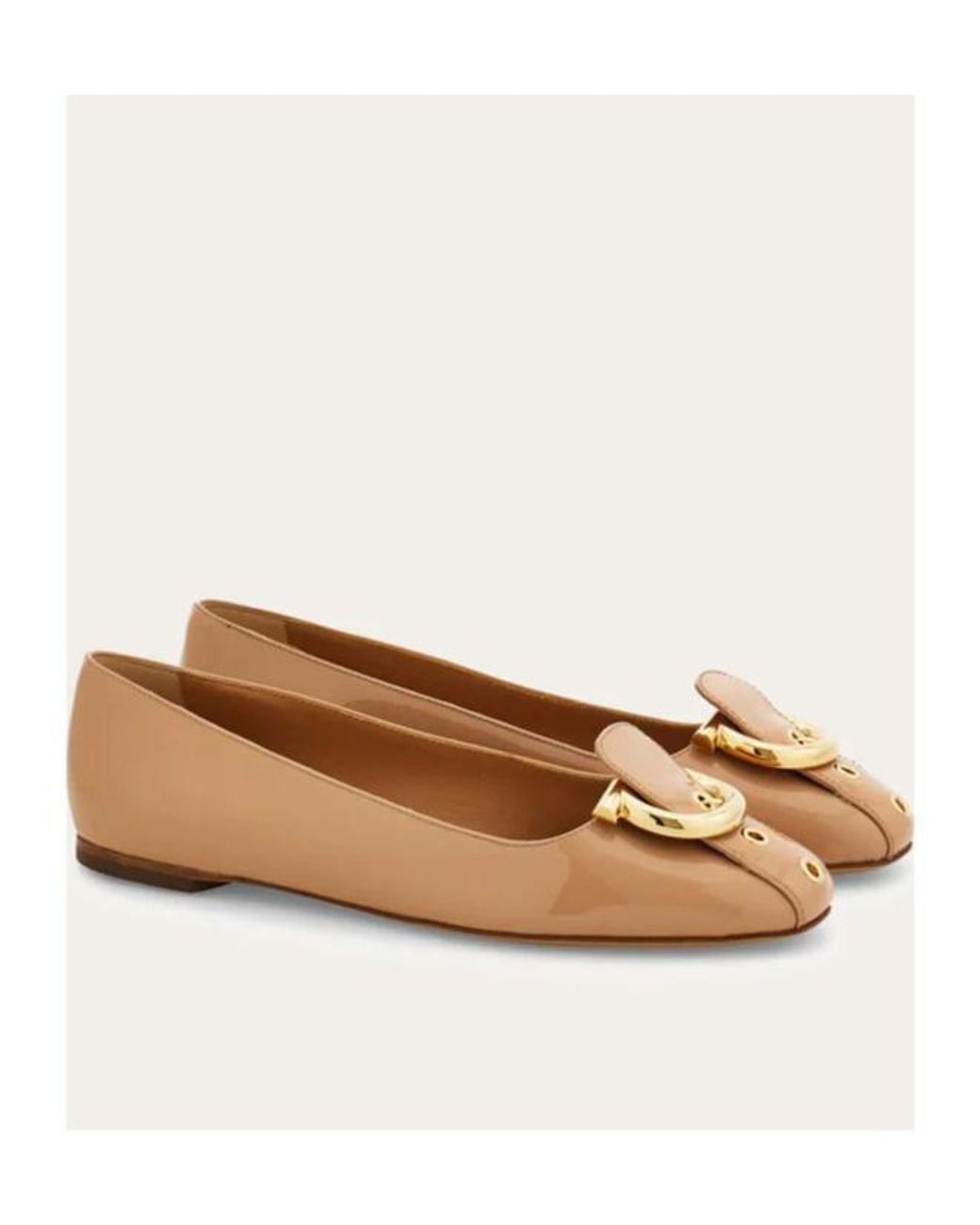 Ferragamo Brown Gancini Ballet Flat