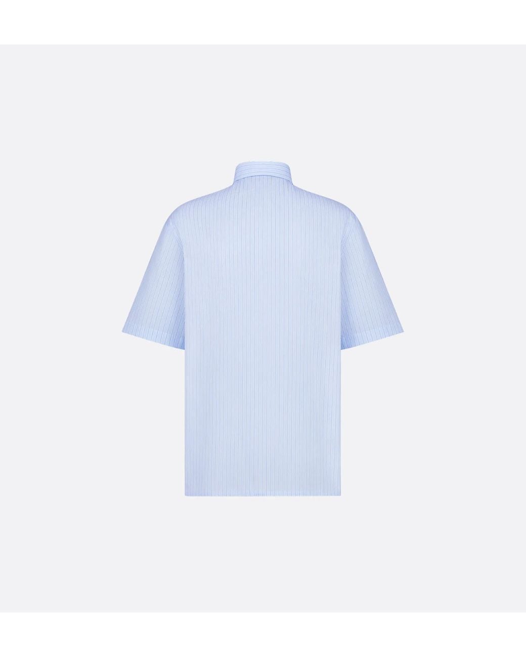 Dior Blue Short-Sleeved Shirt With Ling Embroidery for men