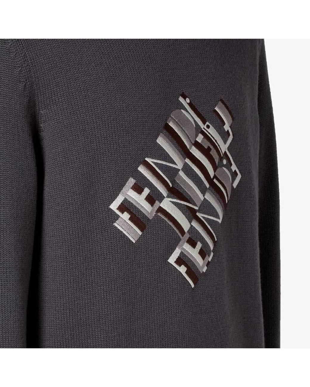 Fendi Gray Wool Jumper for men