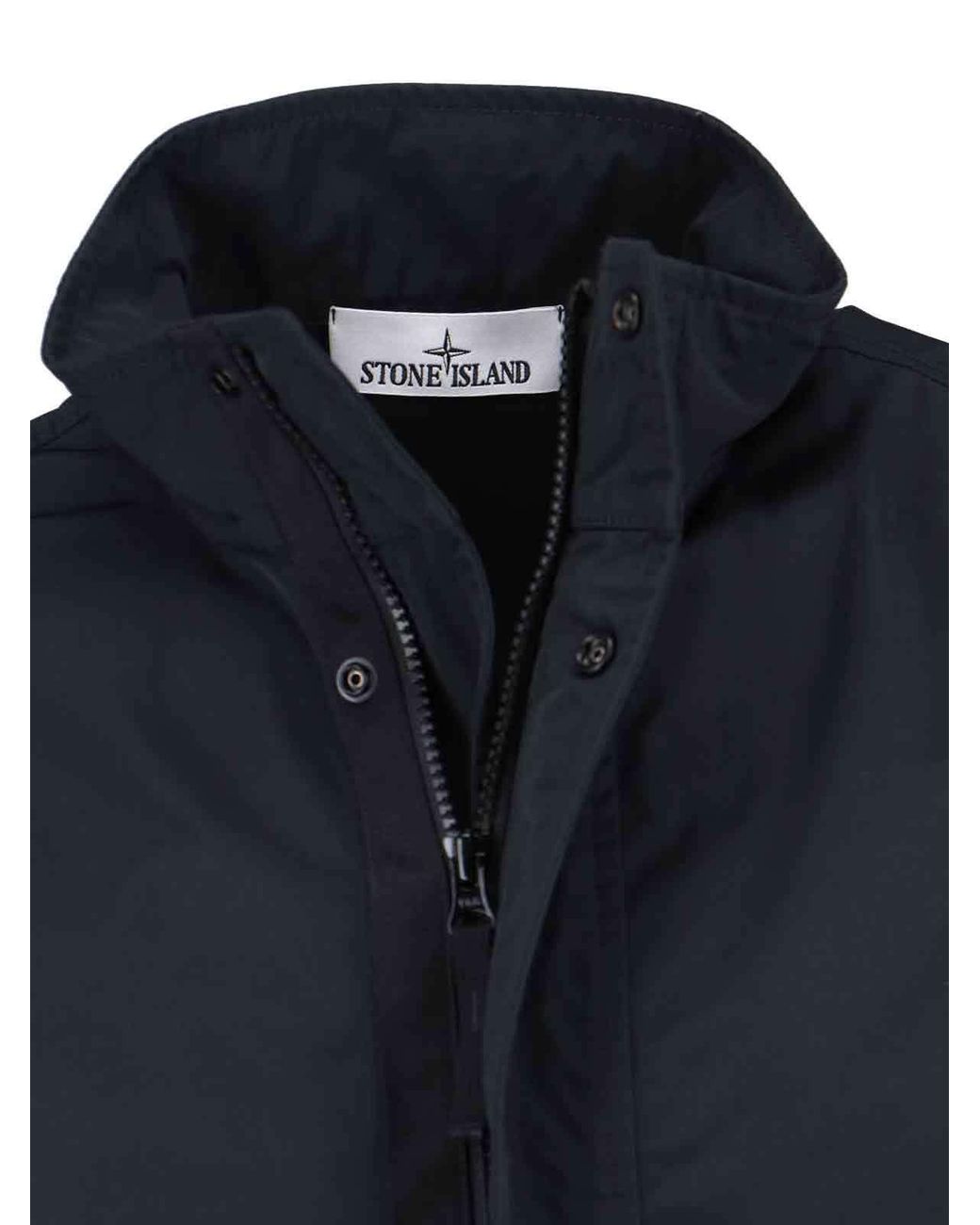 Stone Island Black Logo Patch High Neck Jacket for men