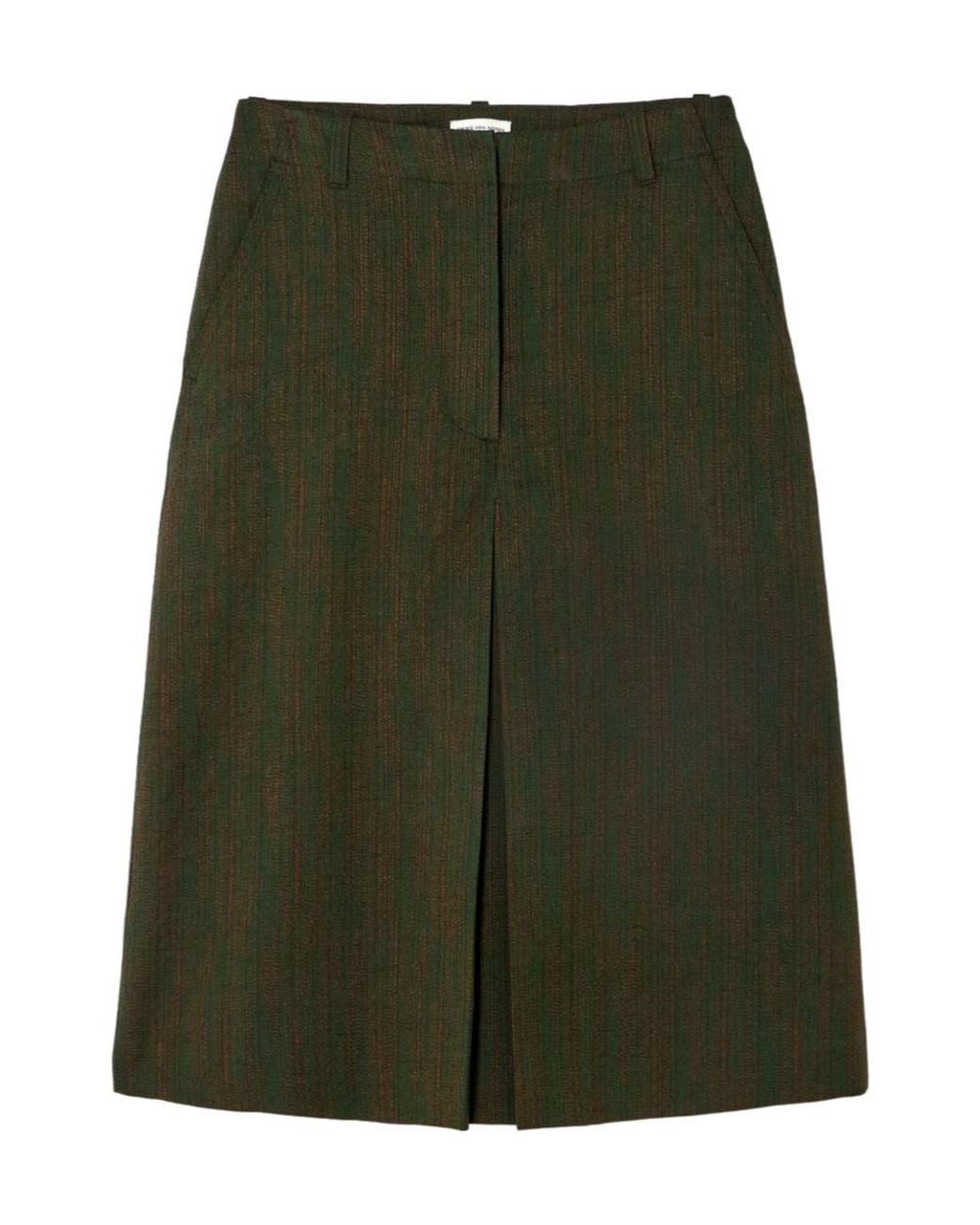 Dries Van Noten Green Waist Loop Skirt