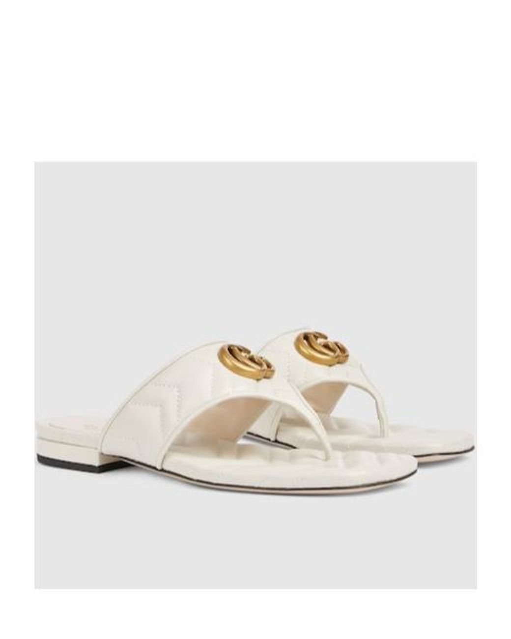 Gucci White Double G Thong Sandals
