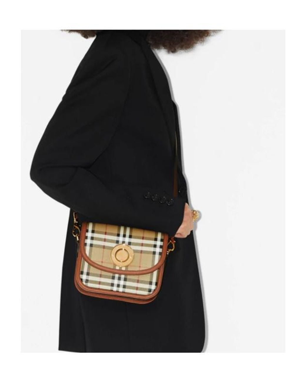 Burberry Metallic Small Elizabeth Checked Foldover-Top Crossbody Bag