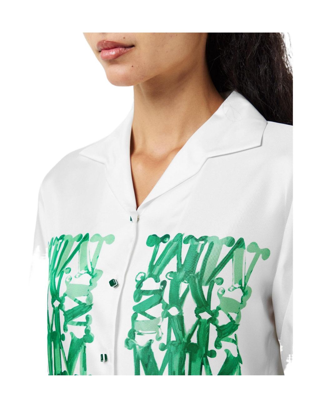 Max Mara Green Patterned Long-Sleeve Shirt