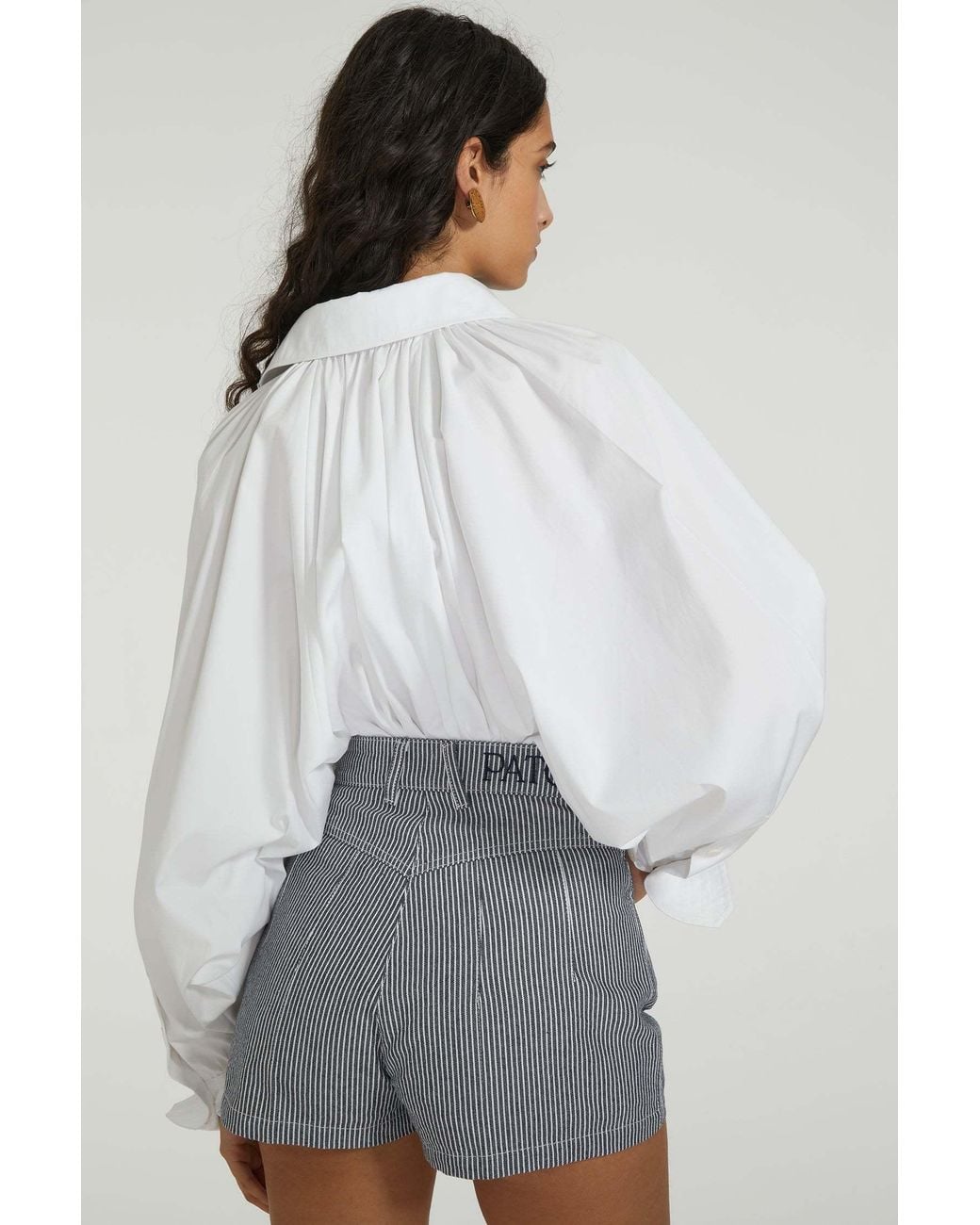 Patou White Artist Long Sleeved Gathered Blouse