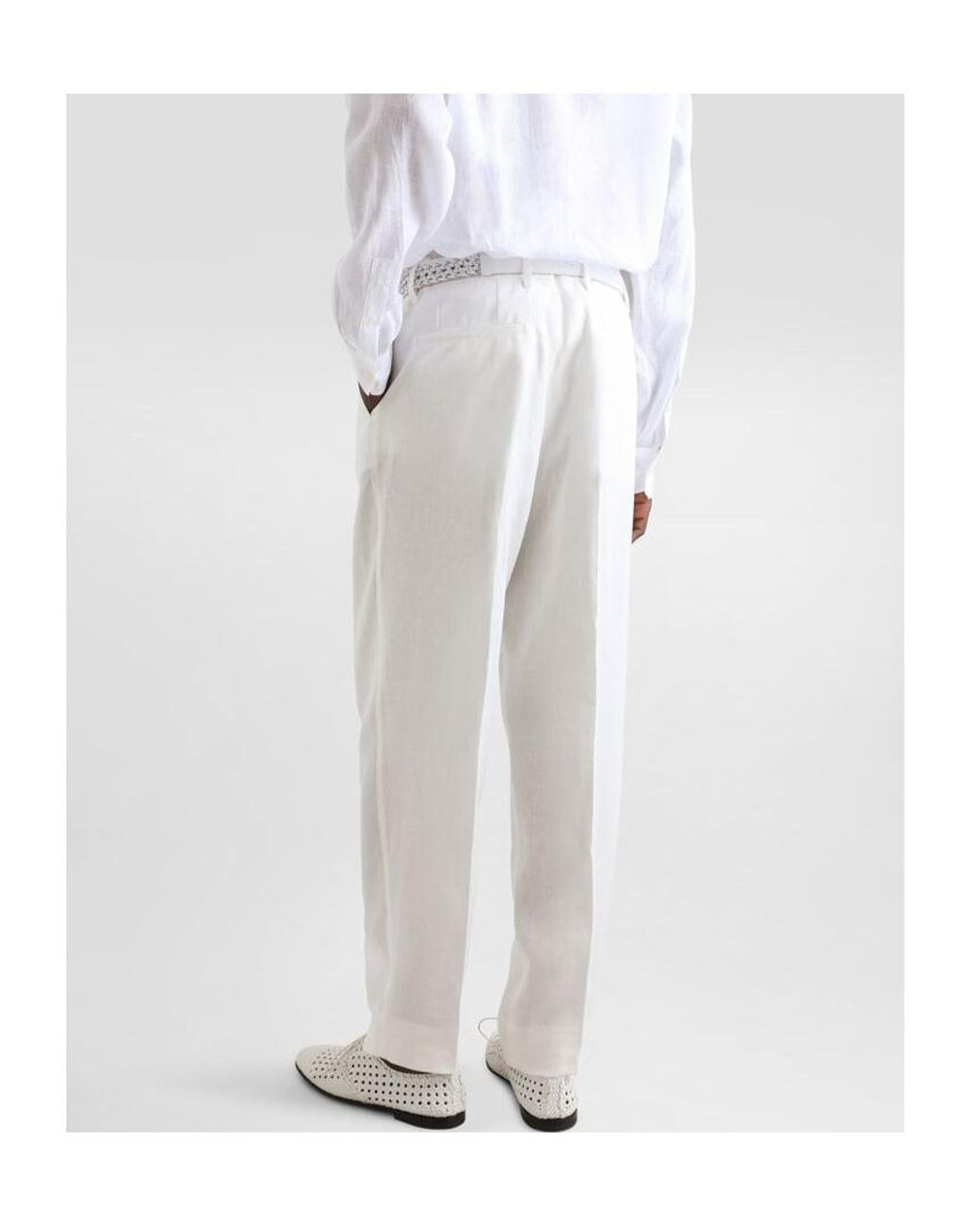 Dolce & Gabbana White Pressed Crease Pants for men
