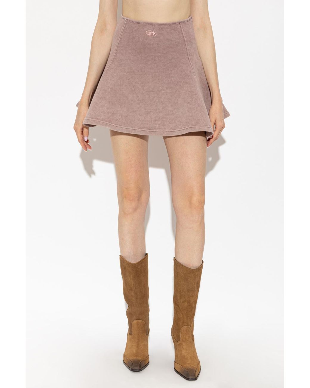 DIESEL Natural O-Alba Logo-Embroidered Flared Skirt