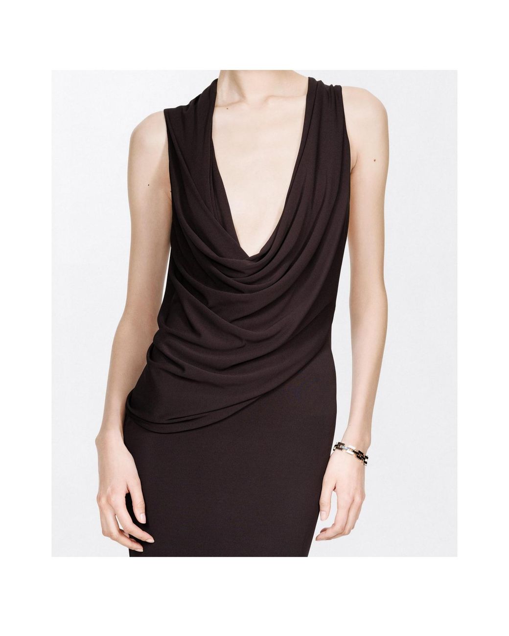 Tom Ford Brown Draped-Neck Maxi Dress