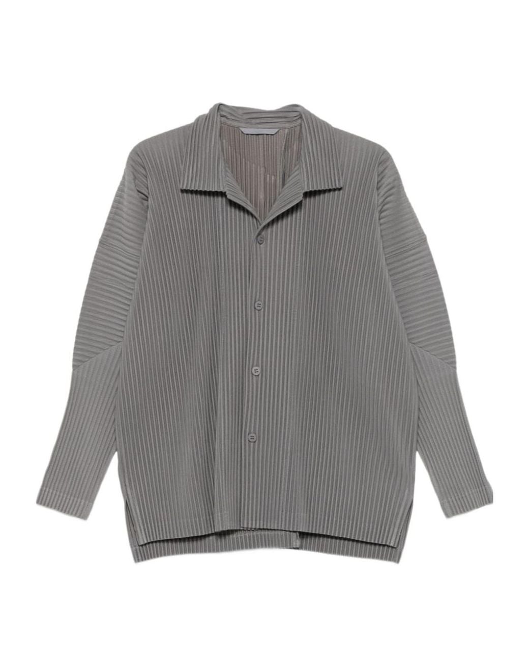 Homme Plissé Issey Miyake Gray Long-Sleeved Shirt for men