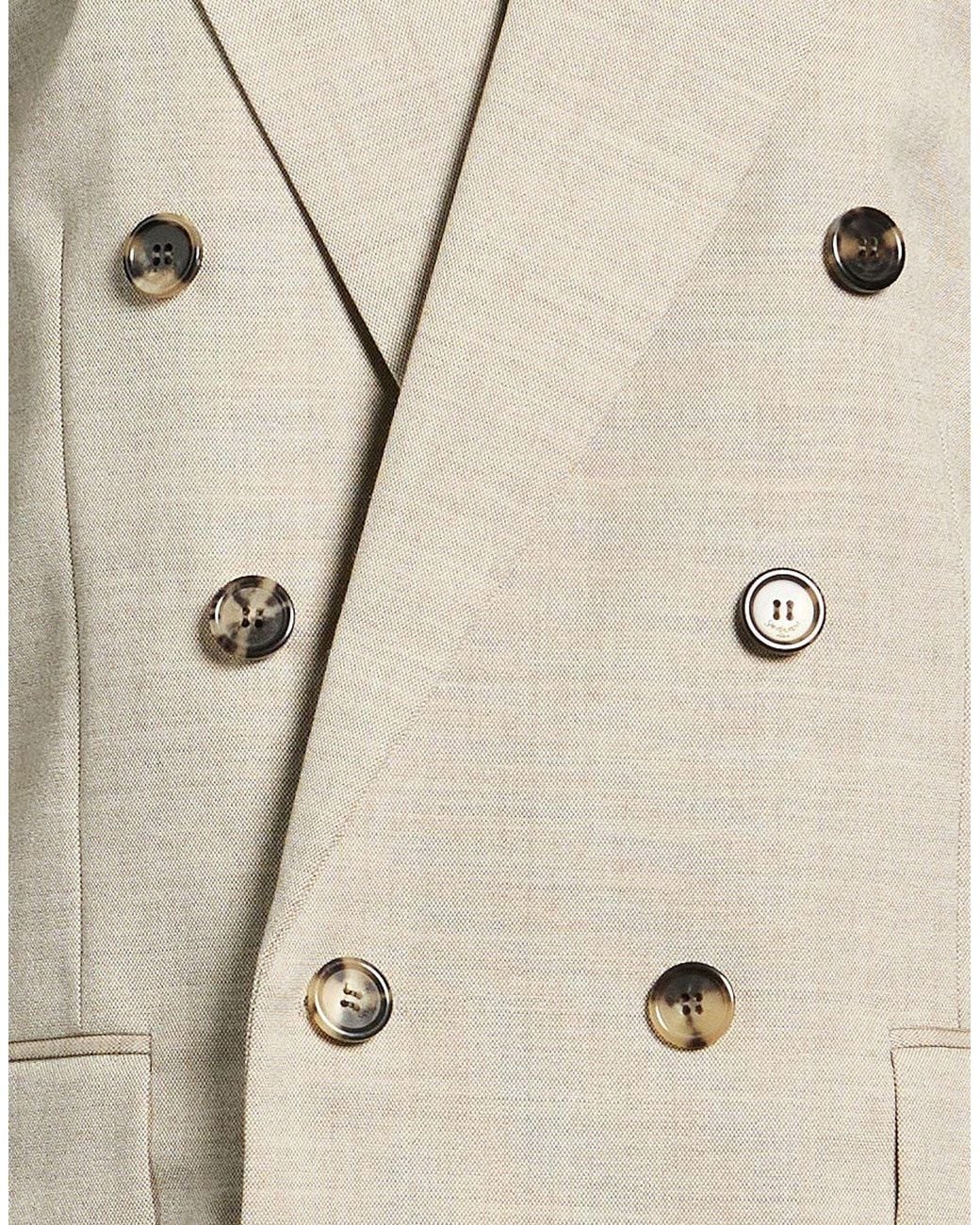 Saint Laurent Natural Double-Breasted Suit Jacket