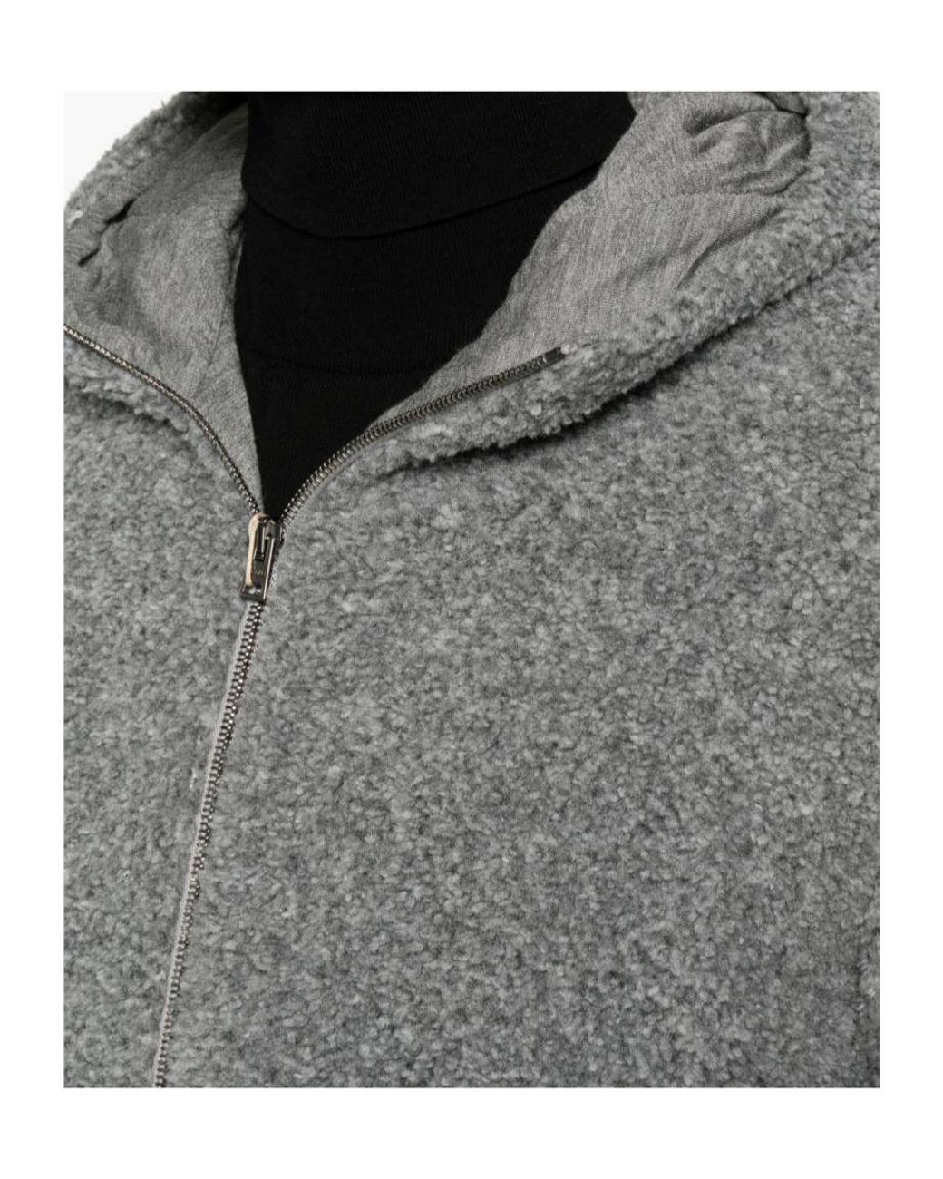 Herno Gray Teddy Zip-Up Hooded Jacket for men