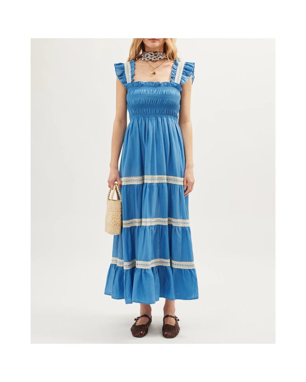 Rixo Blue Aubrie Boho Dress
