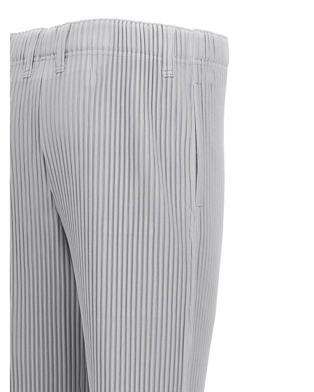 Homme Plissé Issey Miyake Gray Pleated Straight-Leg Trousers for men