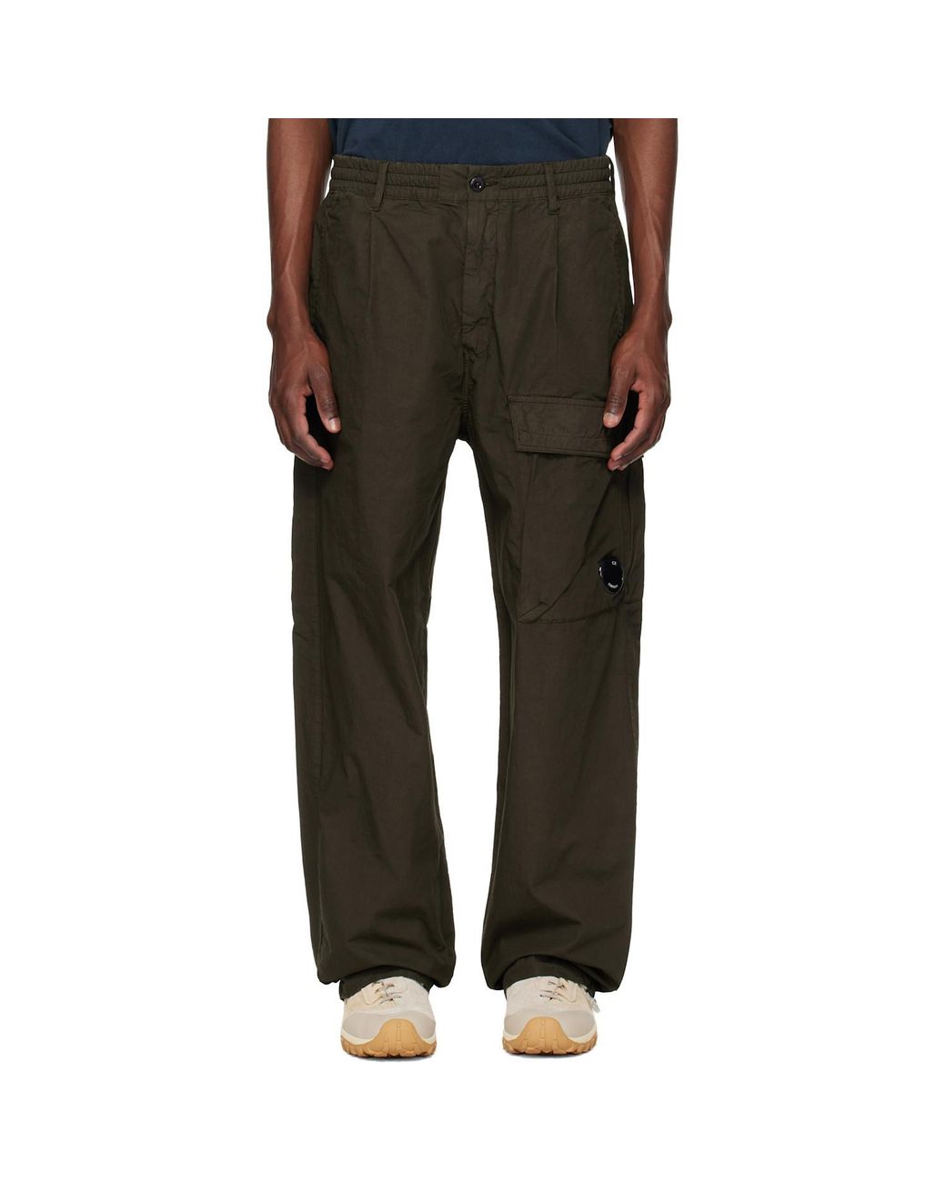 C P Company Green Wide-Leg Cargo Pants for men