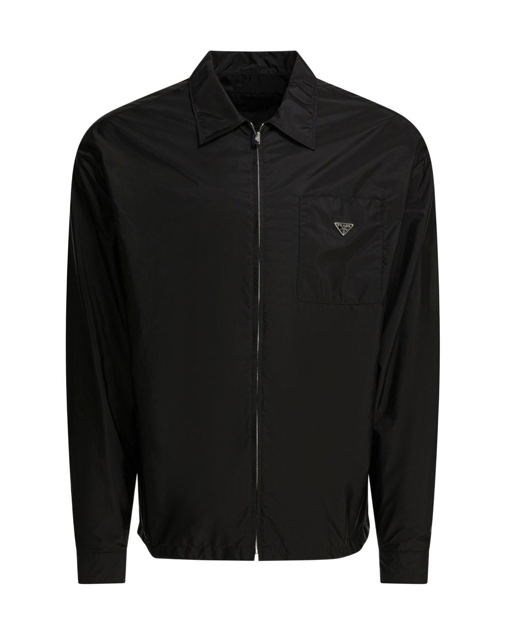 Prada Black Triangle-Logo Zipped Shirt for men