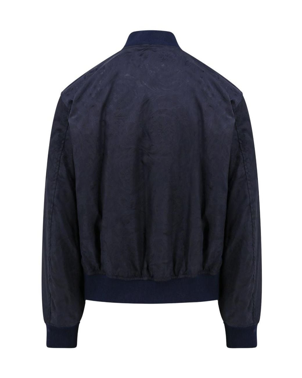 Versace Blue Logo-Embroidered Zip-Up Bomber Jacket for men