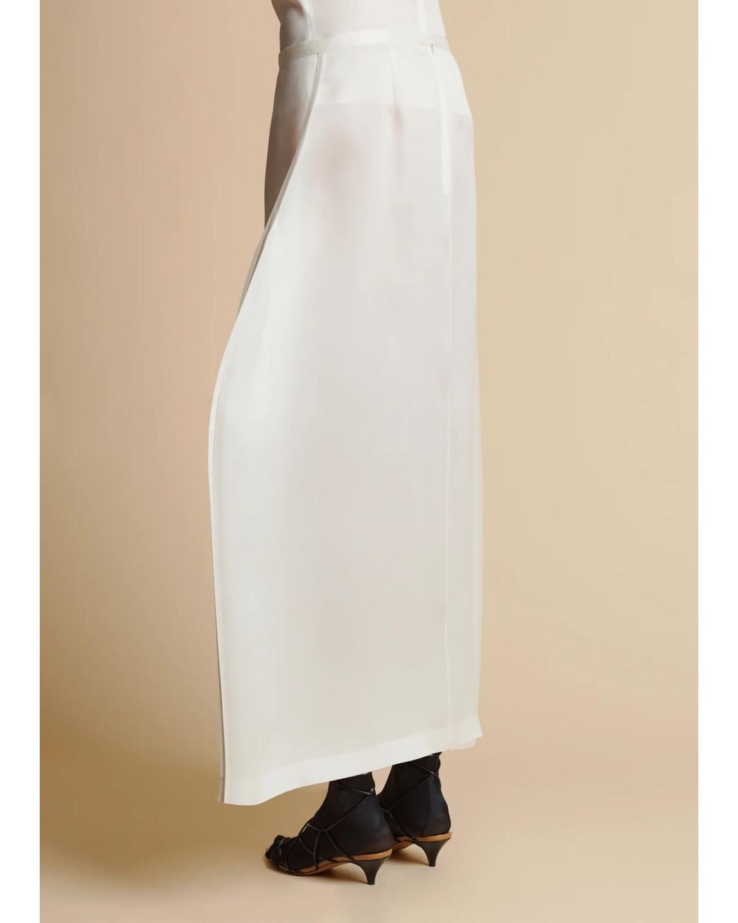 Khaite White Flanged Detail Skirt