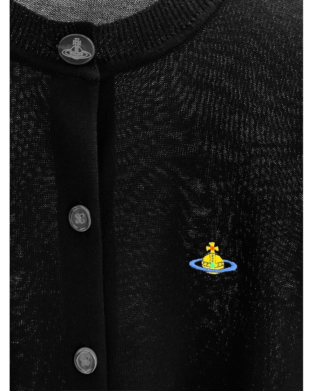 Vivienne Westwood Black Logo Embroidered Buttoned Cardigan