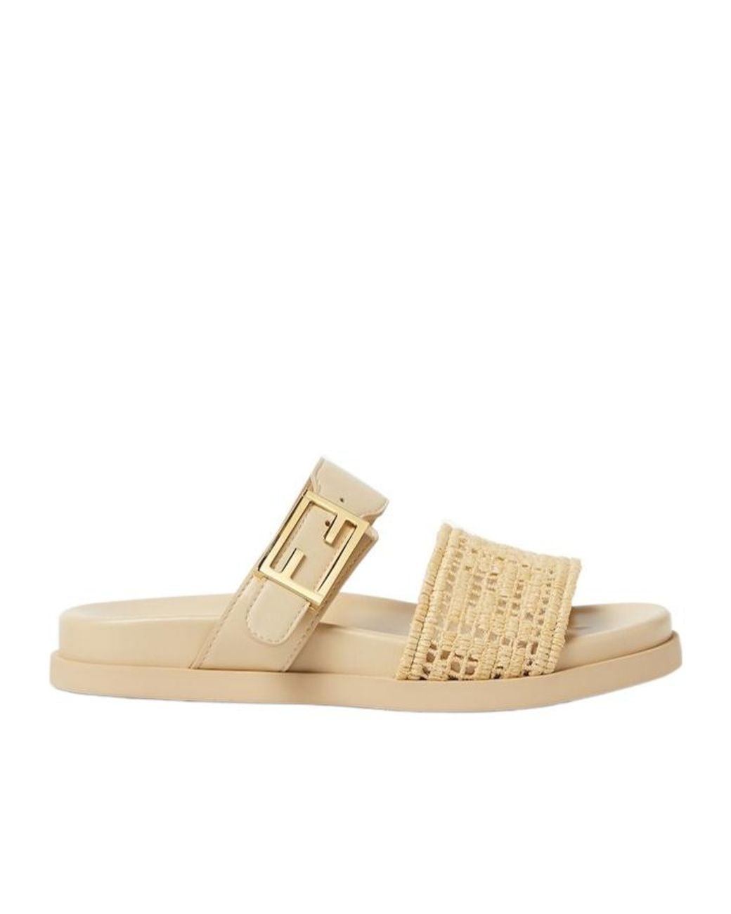 Fendi Metallic Feel Ff Braided Double-Band Slides