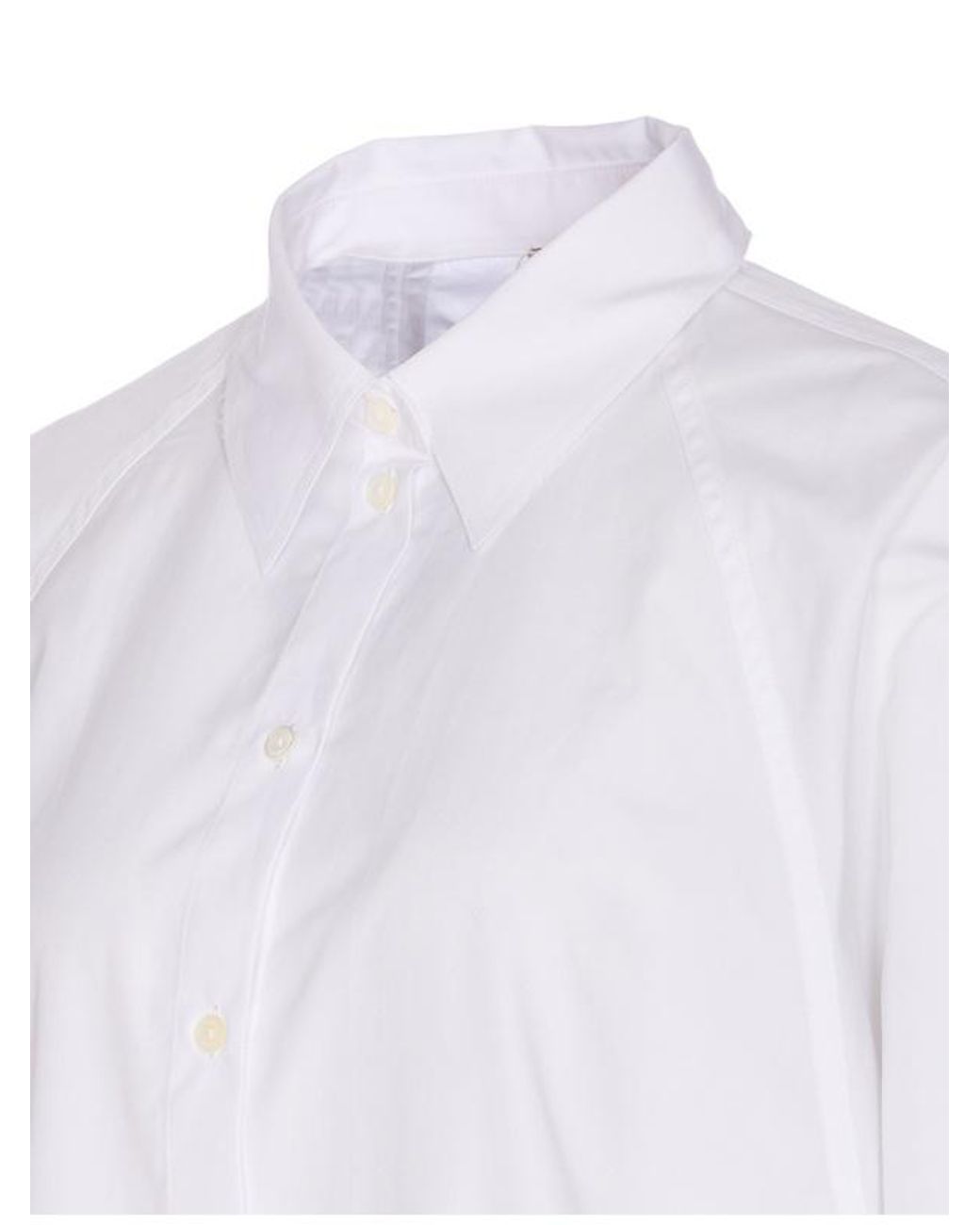 Totême White Totême Curved Hem Raglan-Sleeved Shirt